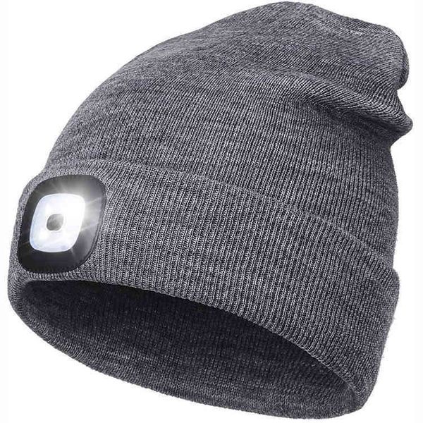 

usb rechargeable sports 4 led hands beanie light hat, Blue;gray