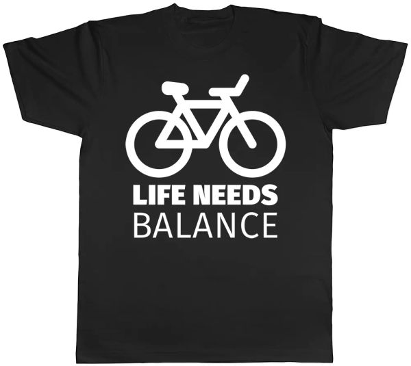 

Life Needs Balance Bicycle Mens Short Sleeve T-Shirt, White;black