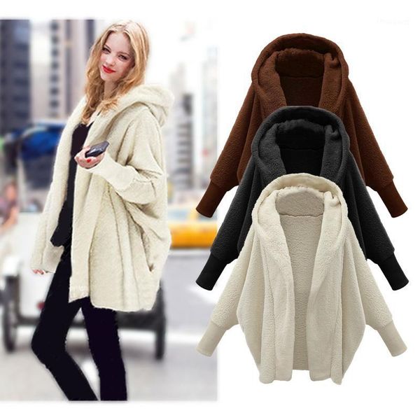 

women's jackets women hooded sweatershirt coat winter warm wool cotton outwear female fashion casual long overcoat d102#, Black;brown