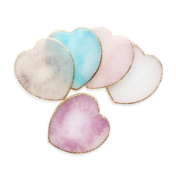 

nail art kits heart shape resin agate stone color palette gel polish pallet mixing drawing paint plate pad manicure display rack