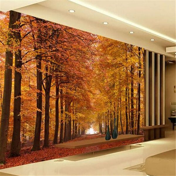 

stereoscopic custom po wallpaper large living room bedroom tv background wall mural autumn forest home decor wallpapers