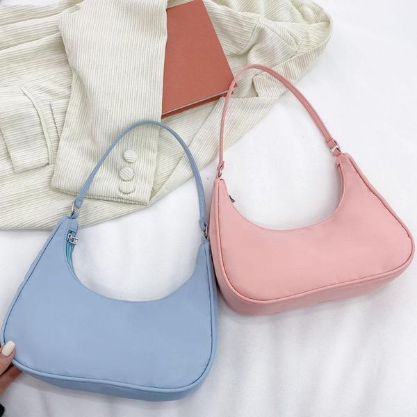 

evening bags fashion women pure color shoulder underarm hobos casual ladies zipper small purse handle handbag