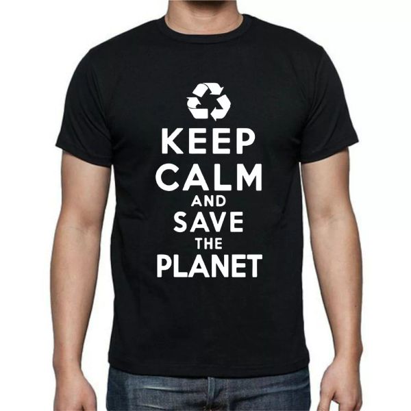 

keep calm and save the planet recycle t shirt tee, White;black