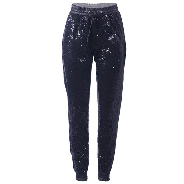 

women winter pencil pants, adults mid-rise sequin trousers with drawstring (black) women's pants & capris, Black;white