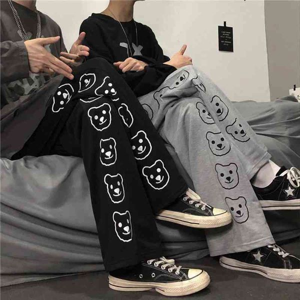 

punk hippie wide leg pants women gothic harajuku streetwear trousers women black print oversized trousers hip hop, Black;white