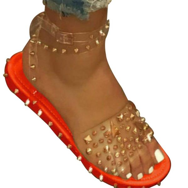 

women fashion transparent ankle strap sandals slip on open toe slipper shoes xin-, Black