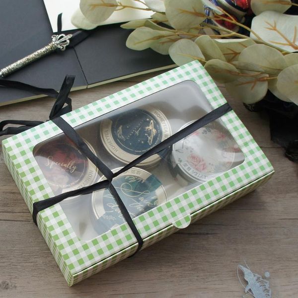 

gift wrap 23.5*15*5cm 10pcs green grid paper box cookie macaron candy mooncake chocolate bake boxes birthday party gifts packaging