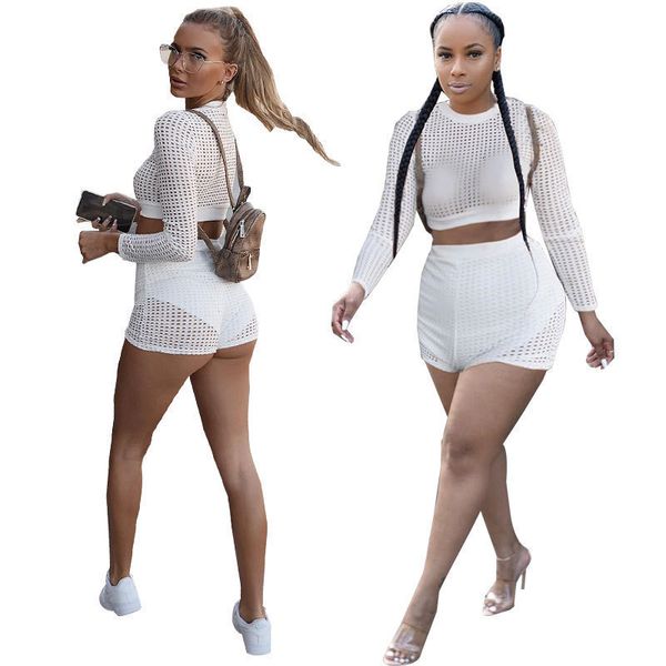 

bb0005 women's mesh tracksuits hollow leisure street sports shorts set, Gray