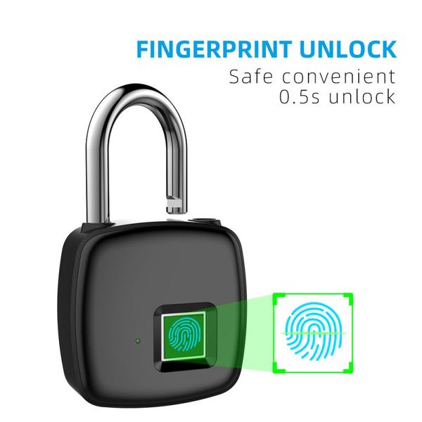 

smart home control tuya 1/2pcs keyless usb rechargeable door lock fingerprint padlock quick unlock zinc alloy metal self developing chip