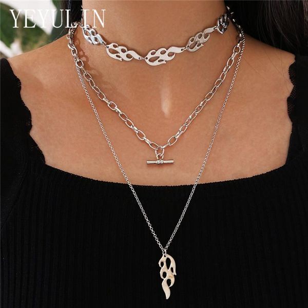 

chokers fashion multi-layer star heart snake choker necklace for women girls punk three layer long chain pnedant jewelry gifts, Golden;silver