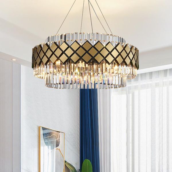 

pendant lamps nordic light led crystal headlight hall lamp for living room dining bedroom gold atmospheric lighting fixtures