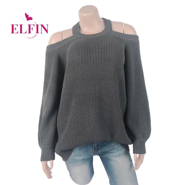 

halter solid off shoulder women autumn long sleeve knitted pullovers casual loose korean clothes backless sweater sj6568r women's sweat, White;black