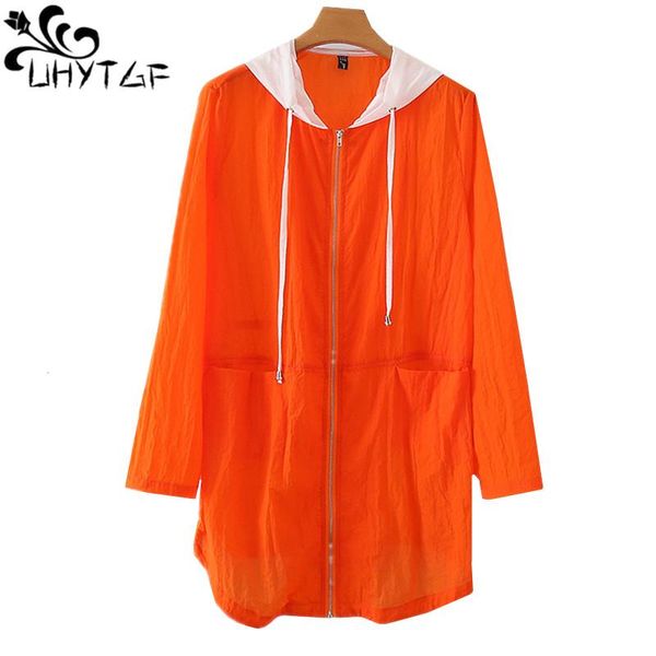 

women's jackets uhytgf summer sun protection clothing loose 4xl plus size coat fashion colorblock hooded breathable elegant women thin, Black;brown