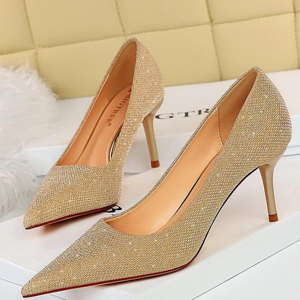 

dress shoes sequin cloth kitten heels woman pumps fashion party women stiletto 7 cm wedding plus size 42 43, Black