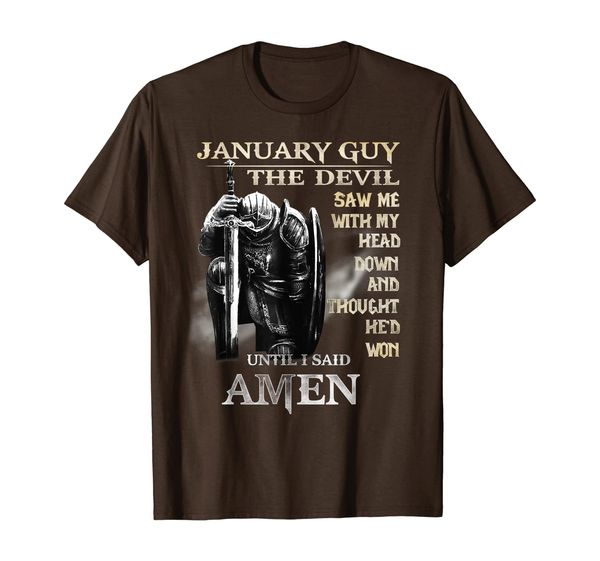 

january guy shirt the devil saw me with my head down gift t-shirt, White;black
