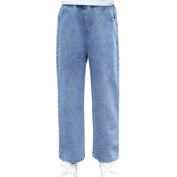 

jeans girls denim solid color girl's casual style kids spring autumn children's clothes 6 8 10 12 14, Blue
