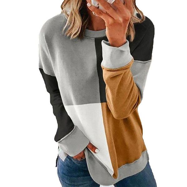 

women's hoodies & sweatshirts stitching color clothing autumn and winter contrast long sleeves casual pullover female top, Black