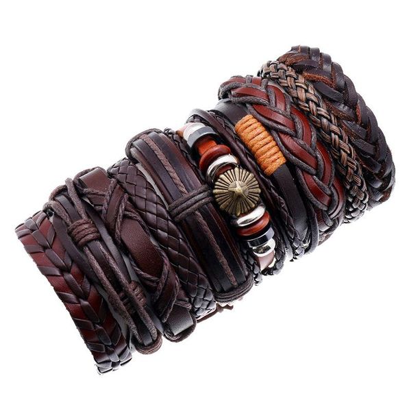 

charm bracelets western style vintage punk leather bracelet/bangle diy, 10pcs/set, Golden;silver