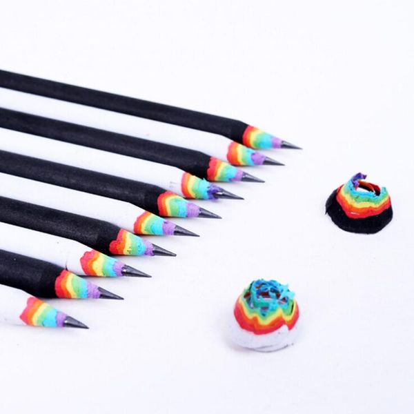 

school office black and white wood set rainbow drawing writing pencils