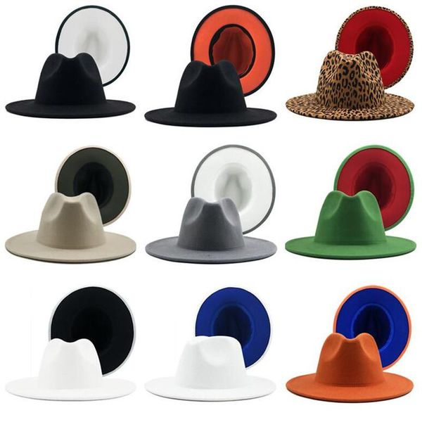 

fedora hat double color wide brim cap men women jazz panama caps couple formal hats woman man fashion trilby chapeau party church gift 10col, Blue;gray
