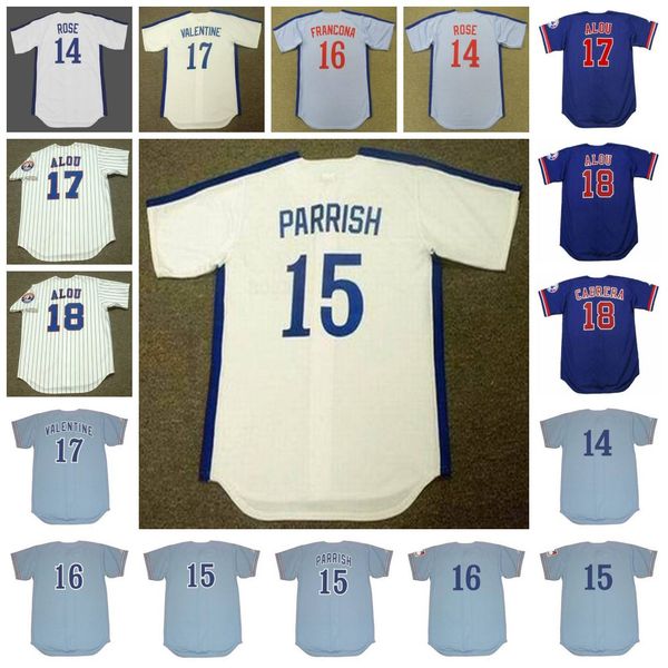 

montreal expos vintage baseball jersey 14 pete rose 1984ron swoboda 1971 15 balor moore 1973 parrish mota raymond jorgensen francona valenti, Blue;black