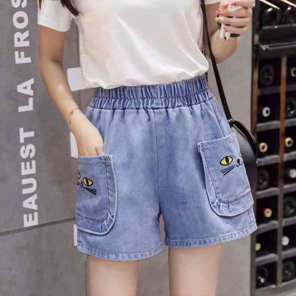 

fashion loose summer pants women shorts plus size korean casual wide leg womens jean denim female vintage distressed high waist, White;black