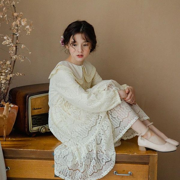 

girl's dresses kids dress elegant autumn girl long sleeve teenage girls lace princess costume spring children clothing 4 6 8 10 12 14y, Red;yellow