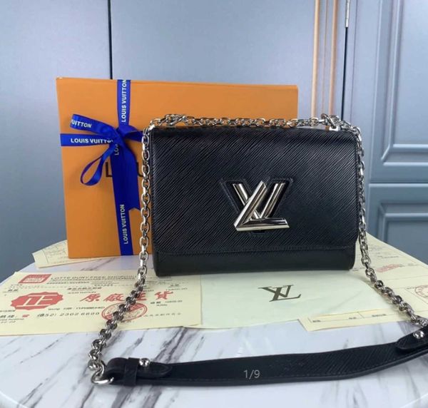

totes brand designer luxury m50281 bags silver buckle twist denim medium body shoulder bag handbags iconic cross handles shoulder bag cl