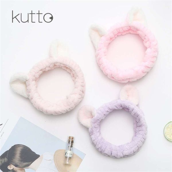 

cute girl cat ear accessories portable face wash hair towel headband, Silver