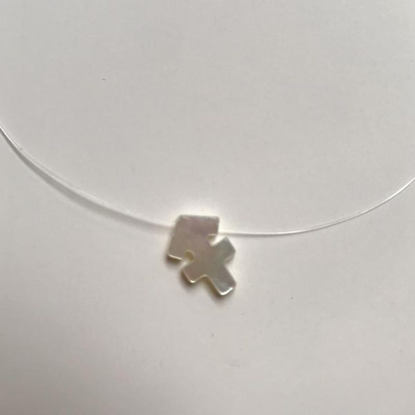 

pendant necklaces promotion transparent chain zodiac sign mother of pearl shell necklace, Silver