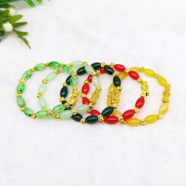 

hand catenary imitation jadeite jade transfer pearl sand gold zhaocai crystal bracelet live broadcast jewelry, Black