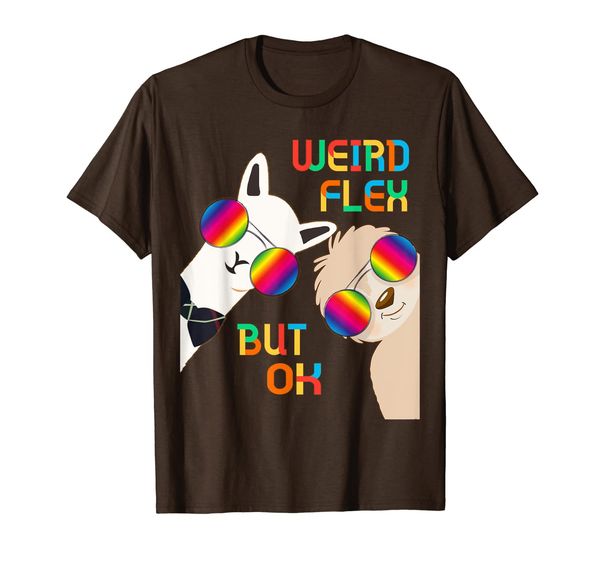 

weird flex but ok alpaca llama sloth cool sunglasses flexing t-shirt, White;black