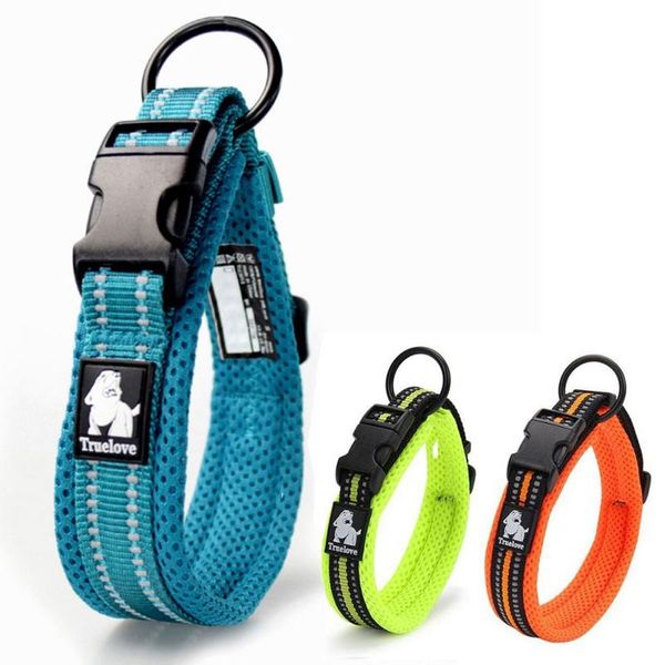 

dog collars & leashes adjustable pet collar mesh padded reflective nylon durable heavy duty neck strap for all breed weather