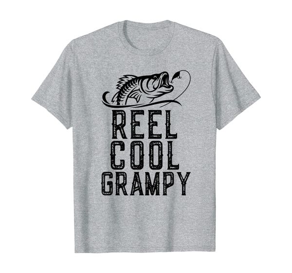 

reel cool grampy fishing gift father's day funny t-shirt, White;black