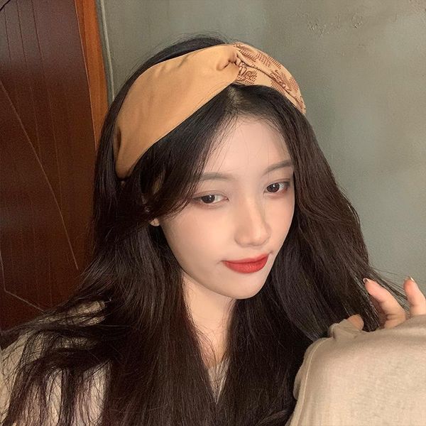 

Hair Clips & Barrettes Temperament Super Fairy Twist Headband Sweet And Cute Plaid Color Matching Knot High Skull French Female, Golden;silver