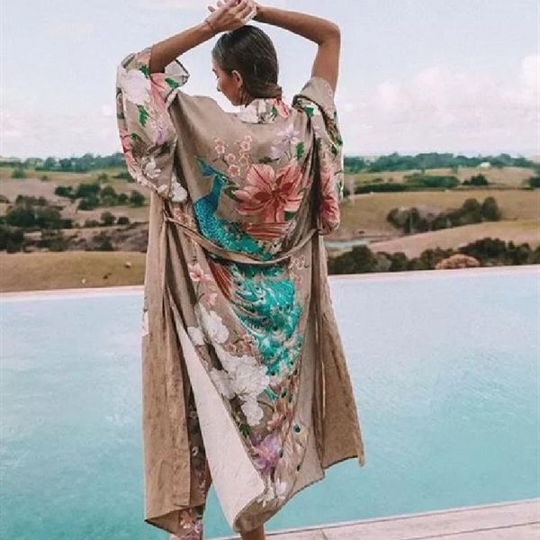 

boho long beach dress summer women tunic kimono bathing suit cover up swimwear skirt robe de plage a137 women's, White;black