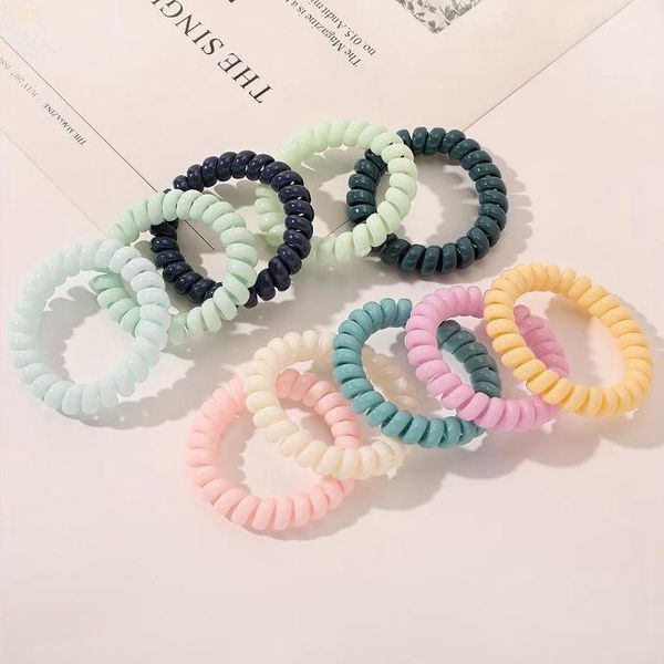 

telephone wire hairbands color hair bands elastic rubber headwear girls ponytail holder women fashion accessories, Slivery;white