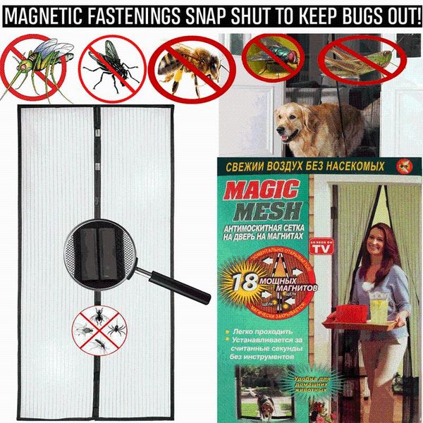 

magnetic screen door, mesh curtain - magic door fastening hands bug insect & drapes