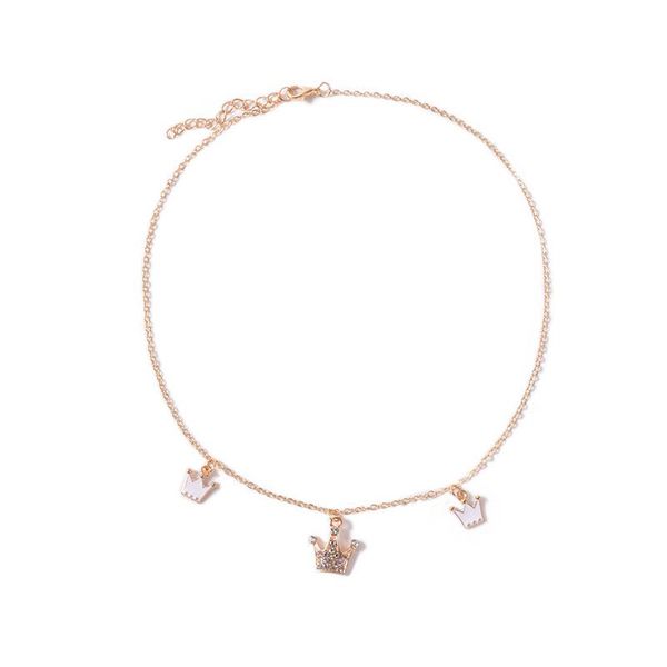 

chains vintage rhinestones crown gold color choker pendant chain necklace for women fashion jewelry gift, Silver