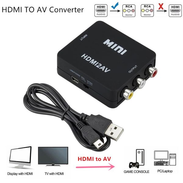 

audio cables & connectors to av rca cvsb l/r video 1080p scaler converter box hd composite adapter 2av support ntsc pal