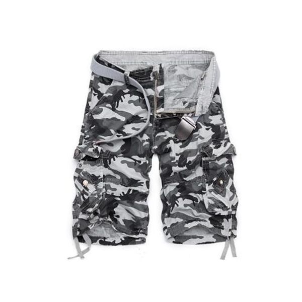 

camouflage loose cargo shorts men cool summer military camo short pants homme no belt 29-40 men's, White;black