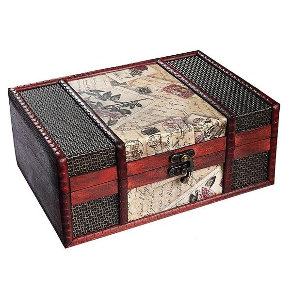 

jewelry pouches, bags treasure box 9.0inch retro stamps small trunk for storage,treasure cards collection,gift box,gifts and home decorati, Pink;blue