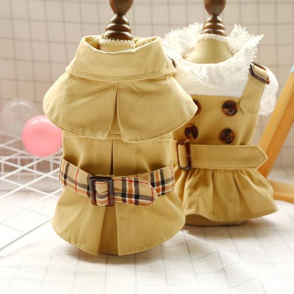 

dog apparel pet clothes for spring and summer thin handsome trench coat dress two styles clothing with button puppy
