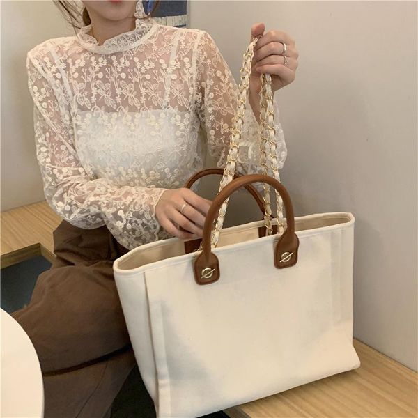 

evening bags casual large capacity ladies big tote designer chains women handbags luxury canvas lady shoulder mesenger bolsa white