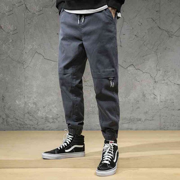 

men's jeans fashion streetwear men loose fit spliced designer casual cargo pants japanese style hip hop joggers wilde leg trousers, Blue