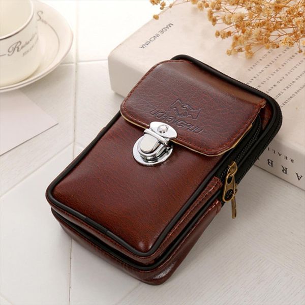 

simple men waist bag versatile casual double deck cellphone packs bags for brand sacoche homme