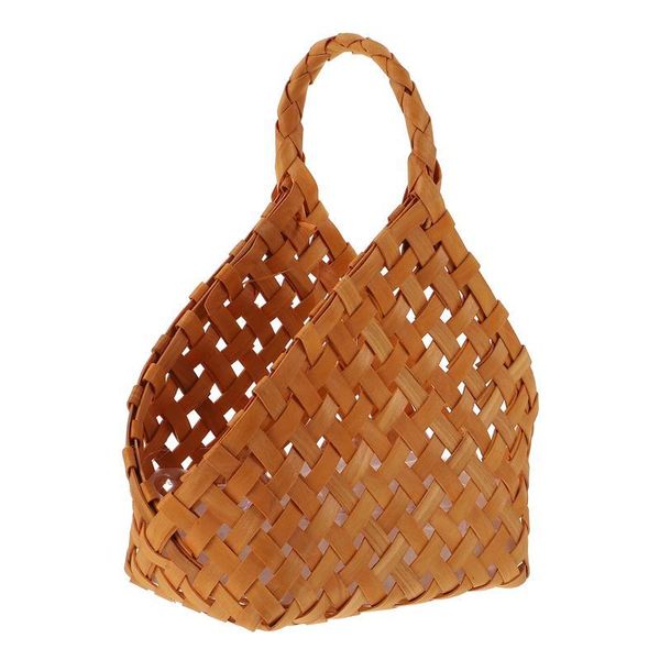 

storage baskets single handle portable flower basket handmade wood chip woven