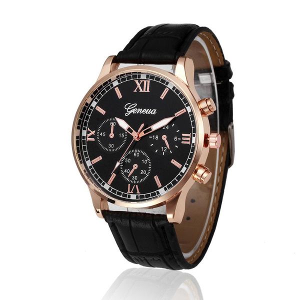 Relógios de pulso Retro Design Banda de couro Analog Alloy Quartz Wrist Watch Watches Mens Top Digital Relogio Masculino Business Cloc