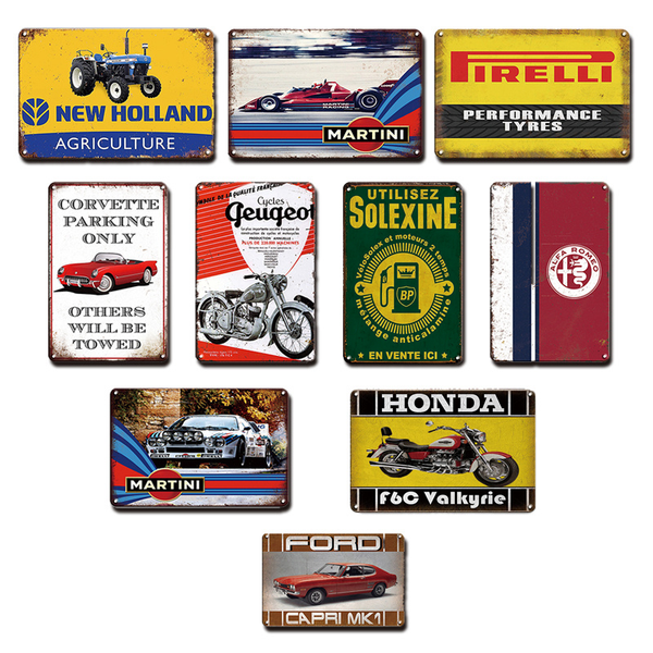 

ford car poster garage wall decor metal plates vintage martini tin sign wall shelves industrial decorative living room signs