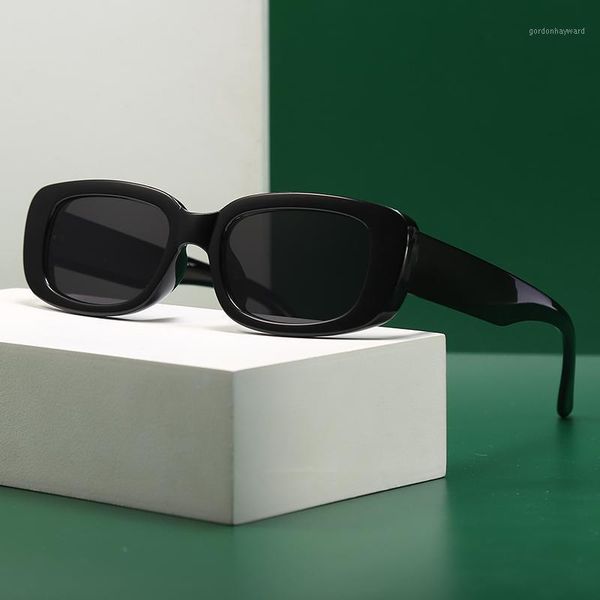 

sunglasses 2021 fashion creative rectangle vintage women black shades sun glasses uv400, White;black